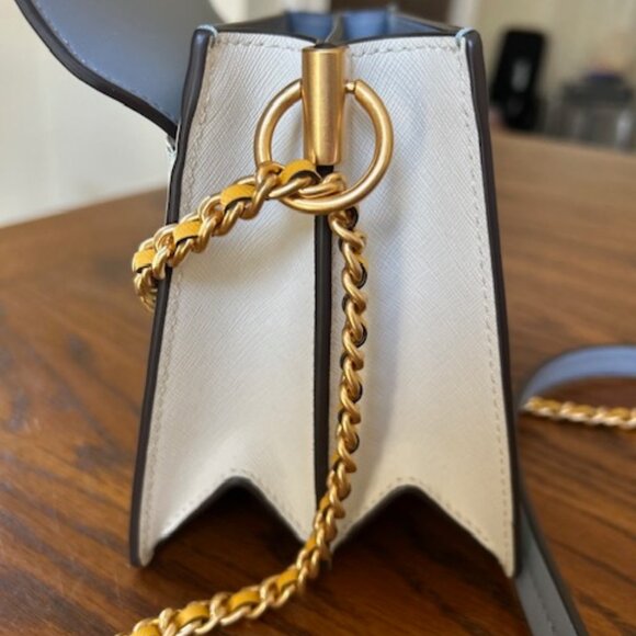 Tory Burch Robinson Shoulder Bag Northern Blue Basket Weave - Picture 6 of 16